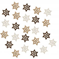 Dřevěné hvězdy hnědé 2 cm (24 ks)   