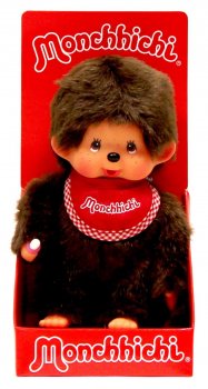 Monchhichi 20cm - kluk červený bryndáček(Mončiči)