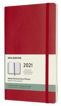 Moleskine: Plánovací zápisník 2021 červený L měkký 