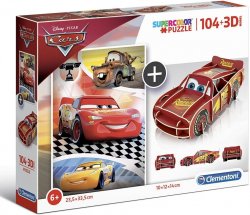 Clementoni Puzzle Supercolors Cars / 104 dílků + 3D model