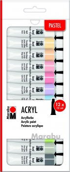 Marabu Sada akrylových pastelových barev 12 x 12 ml