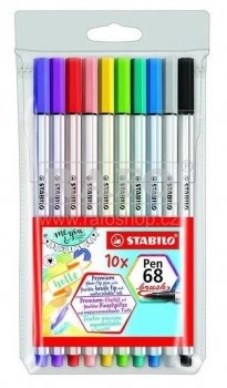 STABILO Fix Pen 68 brush, sada 10 ks v pouzdru PVC