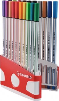 STABILO Fix Pen 68 brush, sada 20 ks ColorParade v poudru PVC