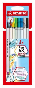 STABILO Fix Pen 68 brush, sada 8 ks v pouzdru