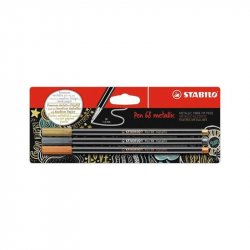 STABILO Fix Pen 68 metallic, sada 3 ks (zlatý, stříbrný, měděný) v blistru