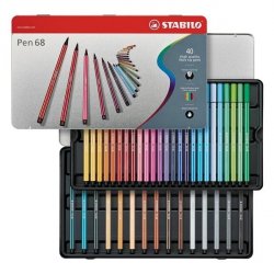 STABILO Fix Pen 68, sada 40 ks v kovovém pouzdru