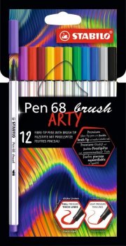 STABILO Fix Pen 68 brush, sada 12 ks v pouzdru