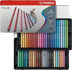 STABILO Fix Pen 68, sada 50 ks v kovovém pouzdru