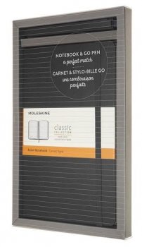 Moleskine Sada černý zápisník L a Go propisovací tužka černá