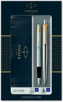 Parker Jotter Stainless Steel GT sada plnicí pero a kuličková tužka