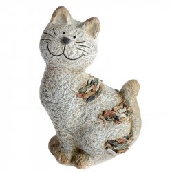 Zahradní okrasná kočka s kamínky 28,5 cm