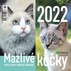 Kalendář 2022 - Mazlivé kočky, malý stolní týdenní, 143 x 140 mm