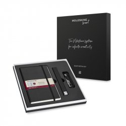 Moleskine Smart writing set - Smart pen + Smart tablet zápisník linkovaný černý L