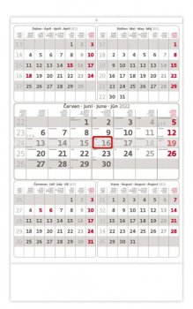 Kalendář nástěnný 2022 - Pětiměsíční šedý 