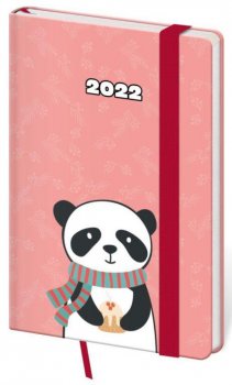 Diář 2022 Vario - Panda s gumičkou, týdenní kapesní