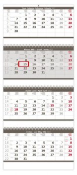 Kalendář nástěnný 2022 - Čtyřměsíční skládaný šedý