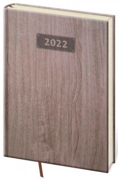 Diář 2022 Wood - Tmavě hnědý, denní, A5