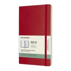 Moleskine Zápisník plánovací 2021-2022 červený L, měkký