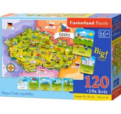 Puzzle mapa Česká republika 120 dílků + 14x kvíz