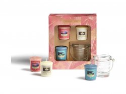 YANKEE CANDLE Dárková sada THE LAST PARADISE, 3x votivní svíčka, 1x svícen