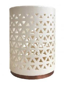 YANKEE CANDLE svícen Belmont Lattice Ceramic with Metal Base na střední nebo velkou svíčku 17x13cm