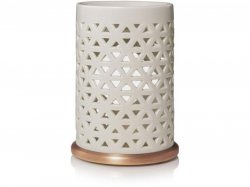 YANKEE CANDLE Aromalampa Belmont Lattice Ceramic with Metal Base