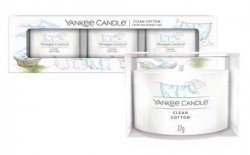 YANKEE CANDLE Clean Cotton svíčka votivní sada 3ks 