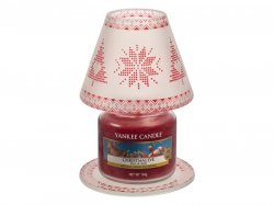 YANKEE CANDLE stínítko a talíř malý Red Nordic Frosted Glass