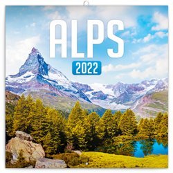 Poznámkový kalendář Alpy 2022, 30 x 30 cm