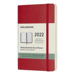 Moleskine Plánovací zápisník 2022 červený S, měkký