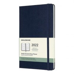 Moleskine Horizontální diář 2022 modrý L, týdenní, tvrdý