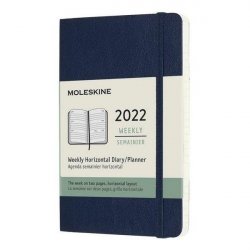 Moleskine Horizontální diář 2022 modrý S, měkký, tvrdý