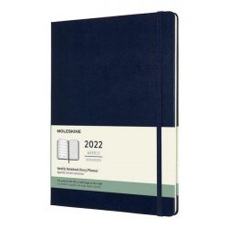 Moleskine Plánovací zápisník 2022 modrý XL, tvrdý