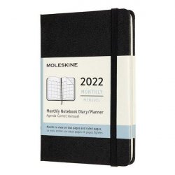 Moleskine Měsíční diář 2022 černý S, tvrdý