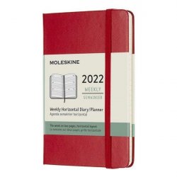 Moleskine Horizontální diář 2022 červený S, týdenní, tvrdý