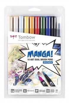 Tombow Sada oboustranných fixů ABT Dual Brush Pen – Manga Shonen 10 ks