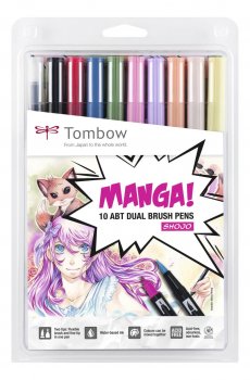 Tombow Sada oboustranných fixů ABT Dual Brush Pen – Manga Shojo 10 ks