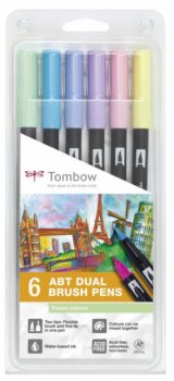 Tombow Sada oboustranných fixů ABT Dual Brush Pen – Pastels 6 ks