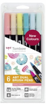 Tombow Sada oboustranných fixů ABT Dual Brush Pen – Candy colours 6 ks