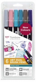 Tombow Sada oboustranných fixů ABT Dual Brush Pen – Vintage colours 6 ks