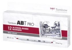 Tombow Sada oboustranných lihových fixů ABT PRO – Gray colors 12 ks