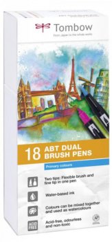 Tombow Sada oboustranných fixů ABT Dual Brush Pen – Primary colours 18 ks