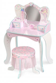 DeCuevas 55541 Dřevěný toaletní stolek se zrcadlem, dřevěnou židličkou a doplňky - Ocean Fantasy 2021