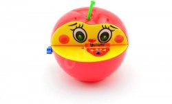 Pokladnička červené jablko s červíkem na klíček plast 11x10cm v krabičce 11x11x10cm