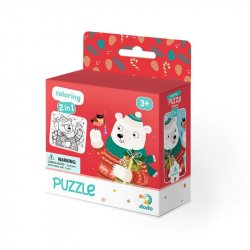 Dodo Puzzle s omalovánkou - Vánoční medvěd 16 dílků