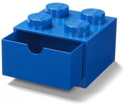 Úložný box LEGO stolní 4 se zásuvkou - modrý