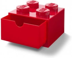 Úložný box LEGO stolní 4 se zásuvkou - červený