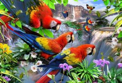 Dřevěné puzzle Ostrov papoušků 2v1, 150 dílků