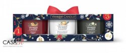 YANKEE CANDLE Vánoční dárková sada 3ks votivních svíček modrá