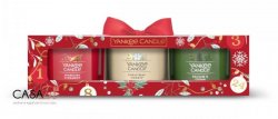 YANKEE CANDLE Vánoční dárková sada 3ks votivních svíček červená